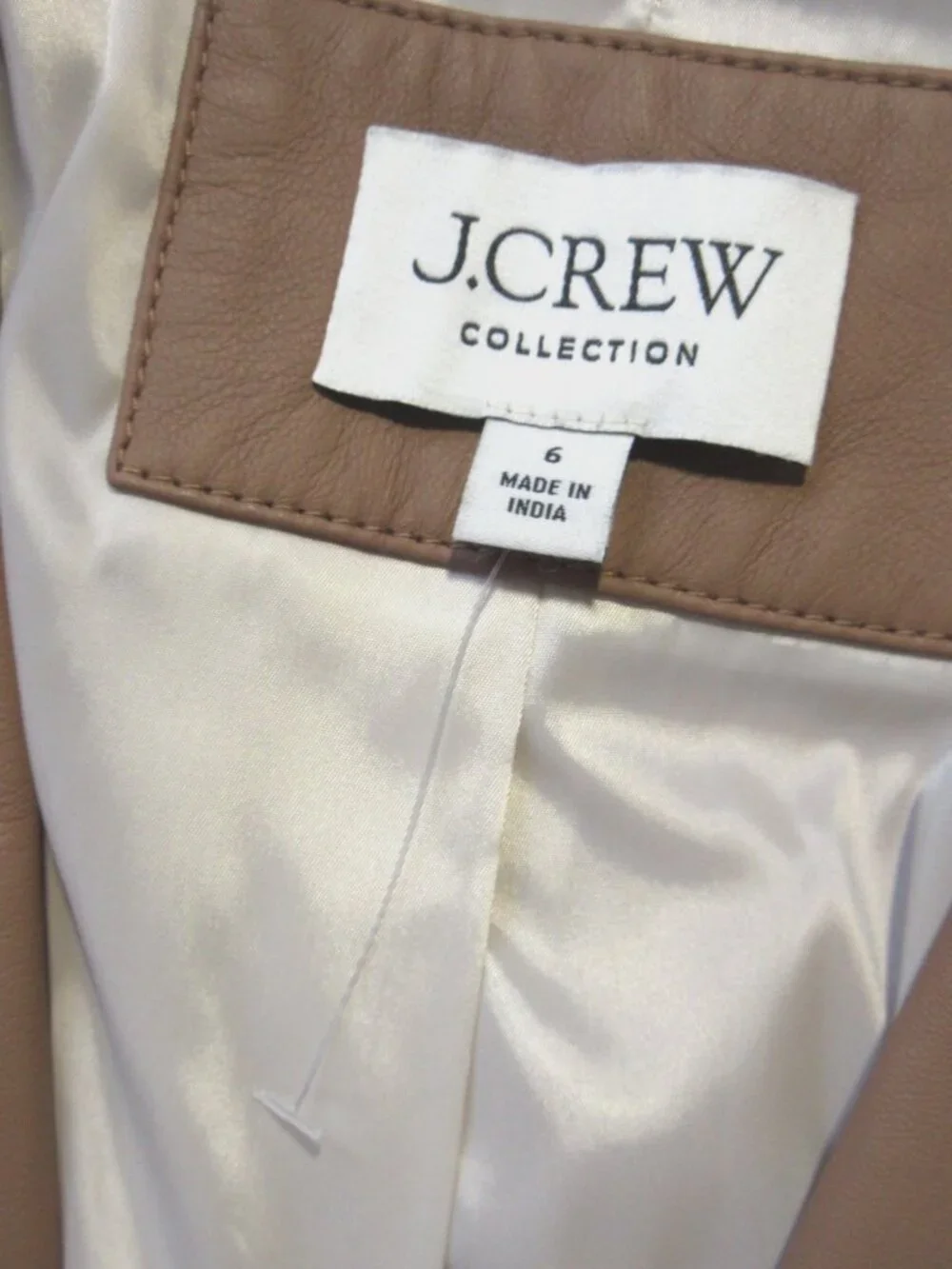 NWoT J.Crew Collection Alfie Blazer in Camel Champagne Lamb Leather Jacket 6
